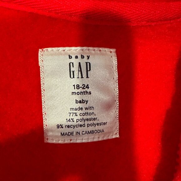 Baby Gap Red Hooded Bear Ears One-Piece Suit 18-24 Months Cotton Blend - Picture 4 of 7